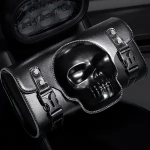 Motorcycle Tool Bags PVC Handlebar Bag Universal Motorcycle Fork Bag Saddlebags SissyBar Storage Tool Bag Punk Style Cool Motorcycle Accessories Motorcycle Outdoor Riding PU Hanging Bag