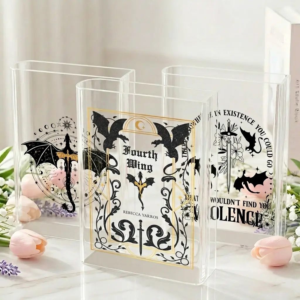 Fourth Wings Acrylic Book Vase, Night Court Bookish Flowers Vases, Fantasy Book Basgiath War, Gift for Reading Lovers Library Gift