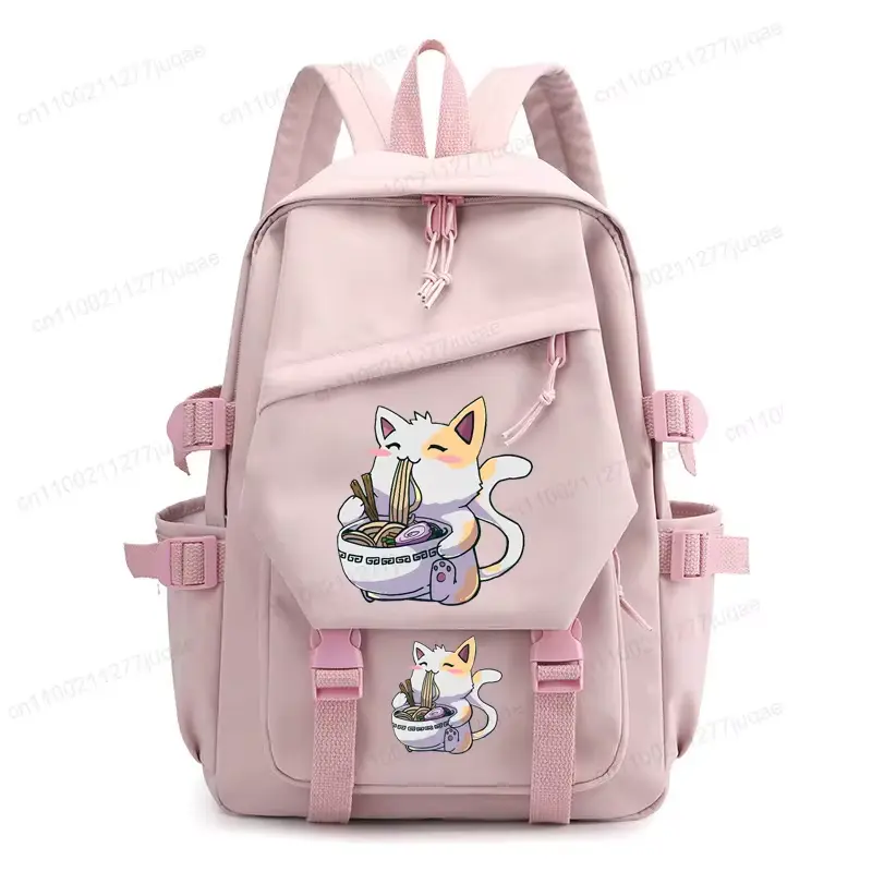 Back To School Funny Ramen Cat Print Backpack Girl School Bag Travel Bag Kitten Fashion Leisure Backpacks Travel Knapsack Bag