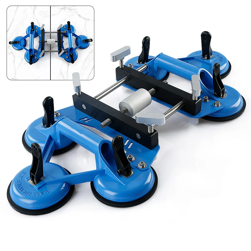 LOZLIN Sixfold Heavy-Duty Glass Suction Cup Lifter, Aluminum Vacuum Plate Handle Tool for Lifting Large Glass Panels, Tiles, Windows, Granite, Car Dent Remover