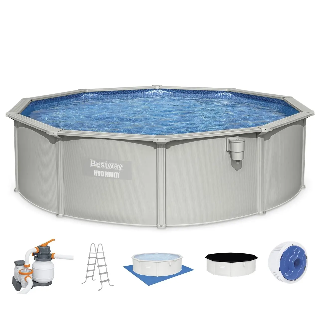 Bestway Hydrium 15' x 48" Round Steel Wall Above Ground Swimming Pool Set