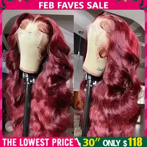 Bling Hair Burgundy 99j Lace Front Wigs Body Wave Human Hair 13x6 13x4 Burgundy Wig Human Hair 180% Density Brazilian Straight Human Hair Wigs for Women Pre Plucked with Baby Hair