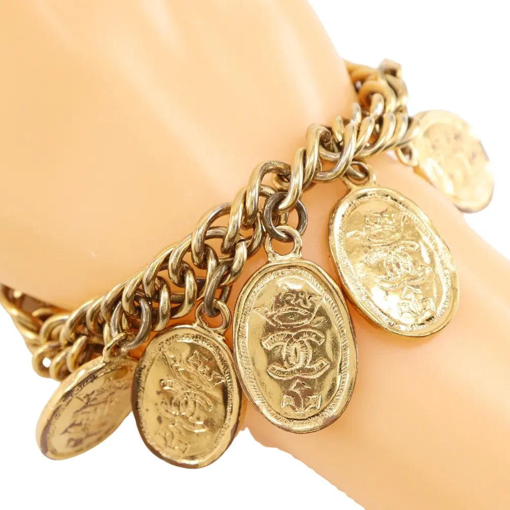Pre-owned CHANEL Stainless Small Leather Goods Medallion Charm Bracelet