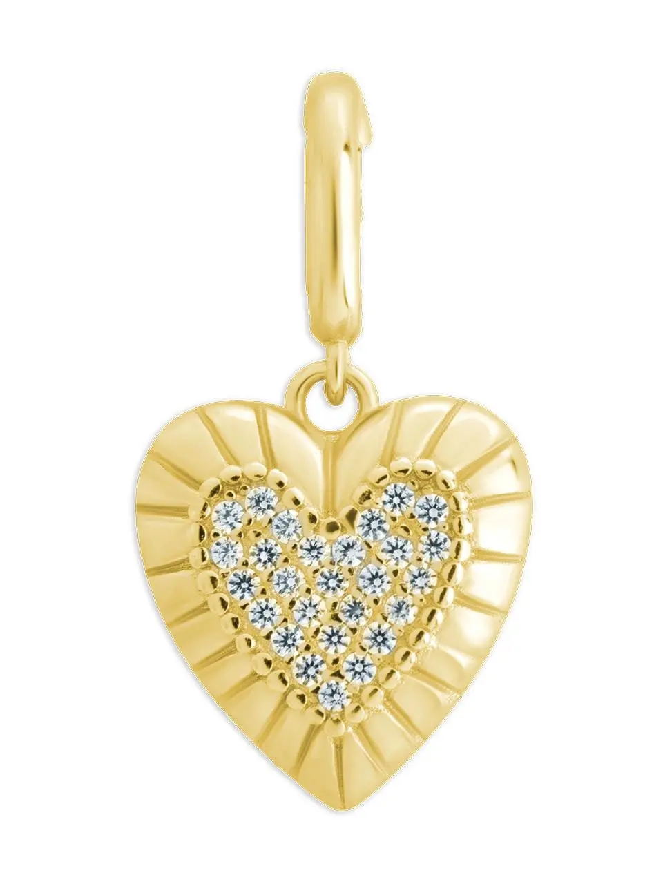 Modern Heart Shape Charm Pendant - Sterling Silver or 14-karat Gold Plated with CZ Accent, Everyday Wear Thick Paperclip Chain Necklace