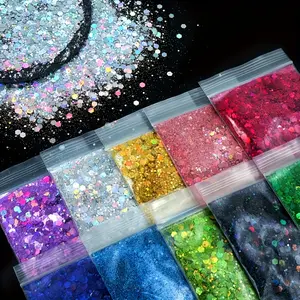 12 Bags/60g 12-Color Mixed Laser Chunky Glitter Sequins, Irregular Laser Flash Powder, DIY Handmade Decor Accessories for Nail Art, Art Crafts, Festive Party Use, 