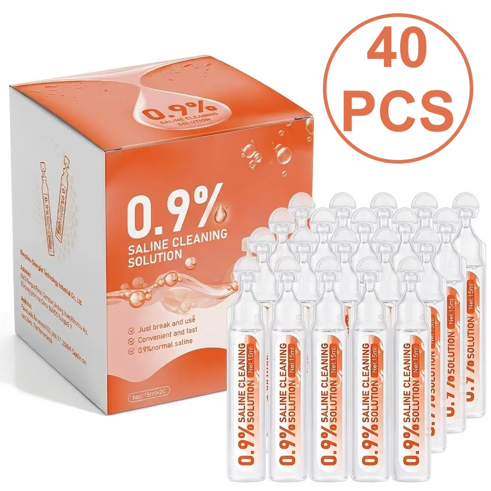 40 pcs of sterile saline solution ,0.17 oz Each , Sterile Saline Solution - Gentle Solution for Healing Wounds & Piercings - Beauty & Personal Care