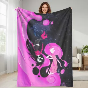 adventure time Galaxy Dream Flannel Blanket Cartoon Space Art Print Soft Warm Cozy Lightweight for Bedroom Living Room Sofa Gift Decor