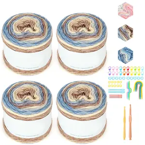 4 pack Soft Cotton Yarn Gradient Cake Yarn for Crocheting and Knitting Fairyland Cake Yarn for Scarves, Shawls, Blankets and Garments