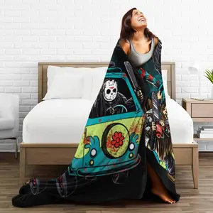 Halloween Throw Blanket Horror Movie Blanket for Living Room Bedroom Dormitory Sofa Car horror  blanket soft comfortable