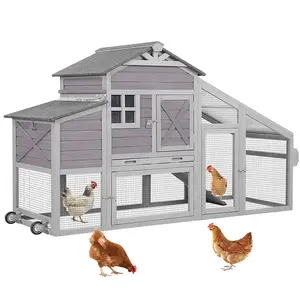 Aivituvin Wooden Chicken Coop with Wheels 17.1ft² for 2-3 Chickens-AIR32-D,Chicken Tractor,Backyard Flock
