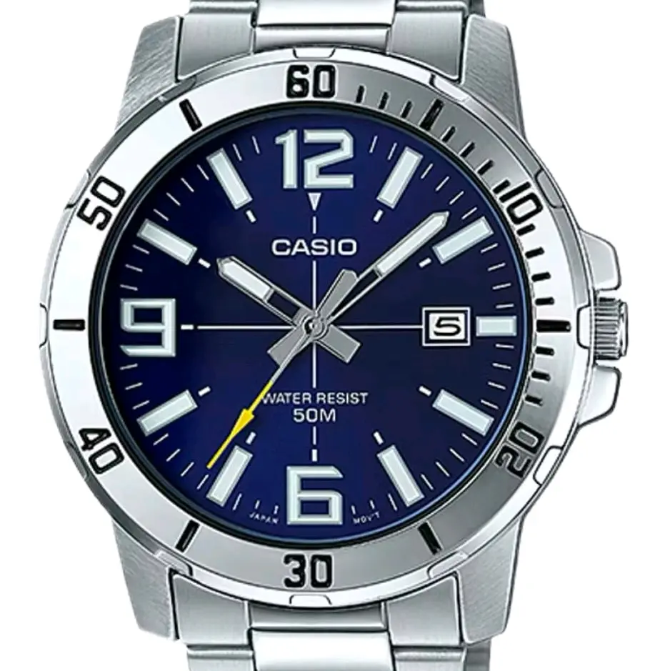 MTPVD01D-2B Casio large size stainless steel blue dial men's classic watch