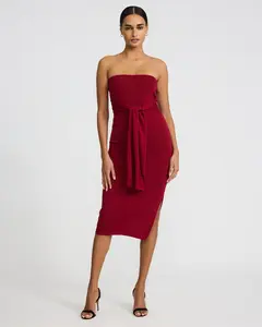 Express Strapless Tie Front Midi Sweater Dress