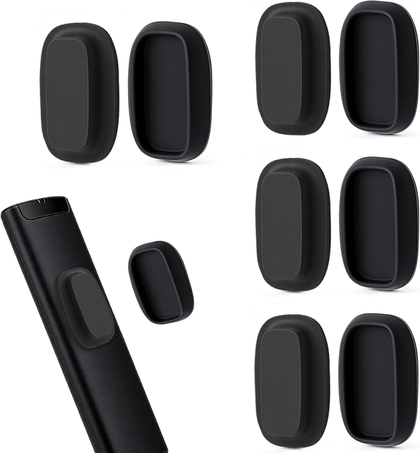4 Pack Magnetic Remote Control Holder Wall Mount, No Drill Self-Adhesive Organizer TV Remote Holder, Black Organizer Storage Wall Holder for Tv, Fan, Air Conditioner, Bed