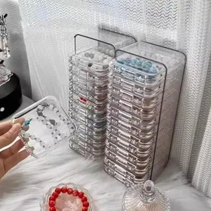 Clear Jewelry Storage Box, 1 Set Multi-functional Portable Organizer Box, Transparent Plastic Storage Box for Home Dormitory Bathroom Office