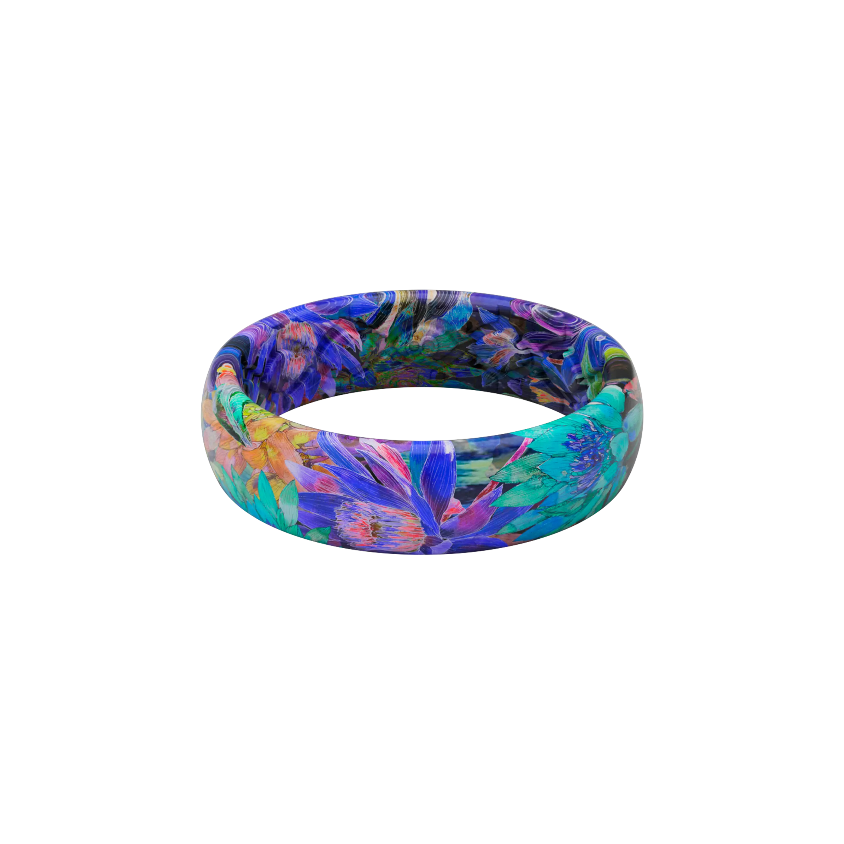 Groove Ring – Flexible Lightweight Ring for Women, Everyday Wear Wedding Band – Twilight Blossom Outdoor Durability