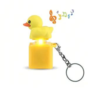 Rechargeable Quacking Duck Fidget Keychain Colorful Lights Keyboard Clicker Button Sensory Toy Stress Anxiety Relief Portable Fun Gift for All Ages