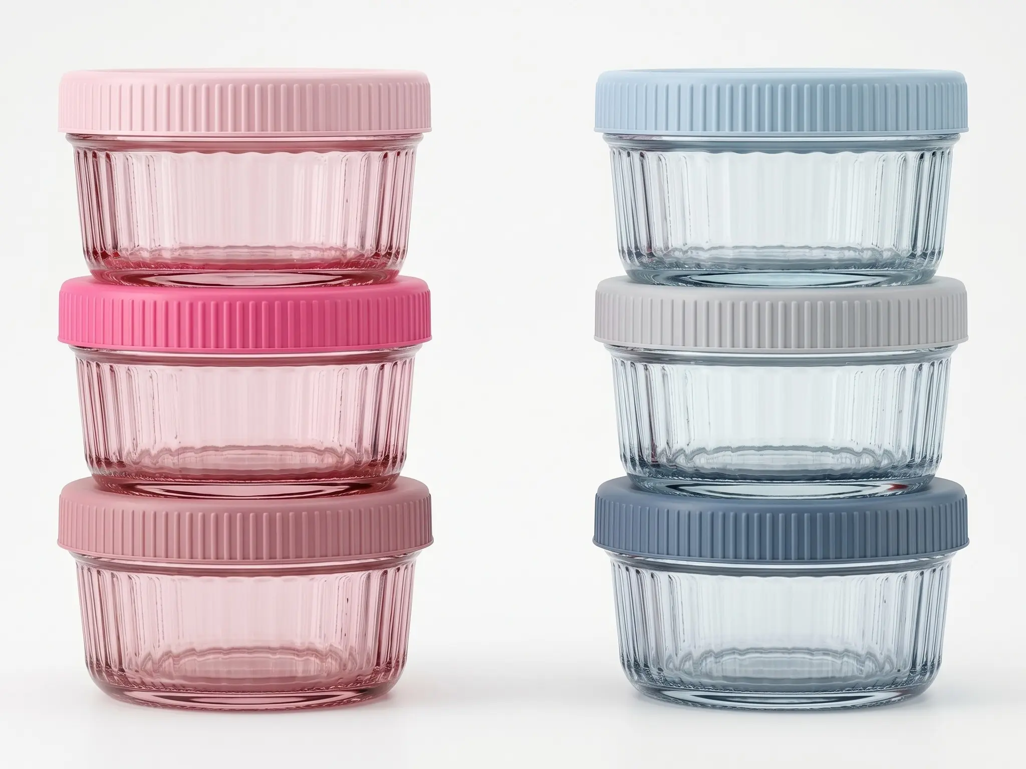 3pc Aesthetic Stackable Transparent Glass Cannister Jars with Lids - 5.75oz Mini BPA-Free Fridge-Safe Cold Storage Jars for Kitchen Shelf Organization, Meal Prep