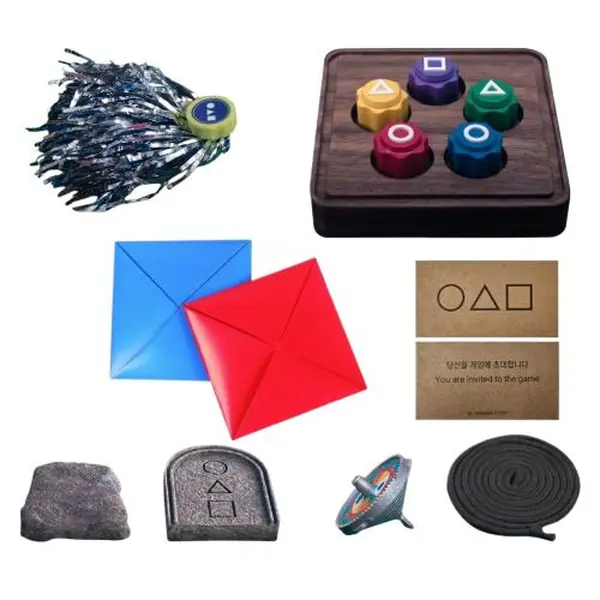 Viral Squid Game Themed Korean Traditional Game Set by ReeRaa, Gonggi Stone Catching & Ddakji Flipping Game Kit, Portable Group Game for Family Game Night, Easter & Christmas Stocking Fillers for Kids & Adults