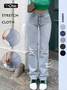 GILIPUR 90s Outfits Y2K Cute Straight Jeans Women Stretch Denim High Waist Boyfriend Mom Jeans Blue Wash Pants Casual Trousers Pantalones De Mujer Fashion Casual Denim Pants For Daily Outdoor Wear Streetwear Ladies Bottoms For All Seasons, Womenswear