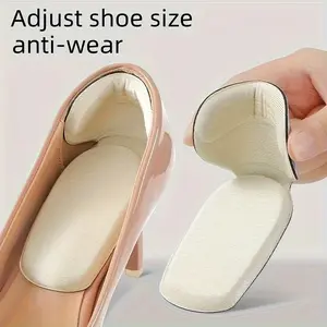 4 Pairs/8 Pieces Heel Saver Adjustable Heel Pads - Anti-Slip Stabilizer, Instant Half Size Converter and Insoles, Suitable for High Heels, Boots, Pumps Durable Insoles - Instant Size Adjustment (No Need to Change Soles)