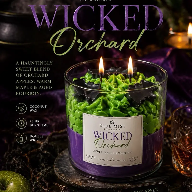 Wicked Orchard Apple Maple Bourbon 3-Wick Candle, Home Decor Accent