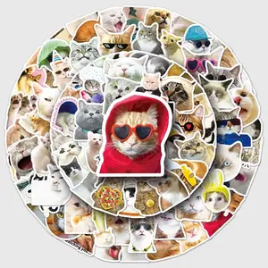 Funny Cat Meme Stickers Pack (50–100 Pcs) – Cute & Hilarious Cat Face Vinyl Decals Waterproof for Laptop, Water Bottle, Phone, Scrapbook – Gift for Cat Lovers & Friends