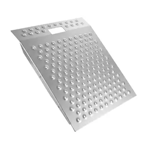 Heavy Duty Shed Ramp for Riding Mower & Lawn Tractor – 29x24 Inch Anti-Slip Punch Plate Loading Ramp for Garage, Shed, Barn, ATV, Garden Cart
