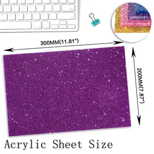 3MM Thickness Acrylic Sheet with Fine Glitter, Double Sided Glitter, Multiple Sizes Available, Material for Home Decor, Jewelry, Signage.