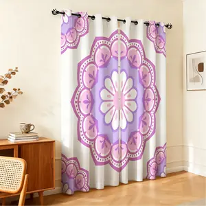 2Pcs Bohemian Mandala Curtains, Retro Ethnic Style Design, Smooth Drape Breathable, Perfect for Bedroom Atmosphere Setup Decor Use