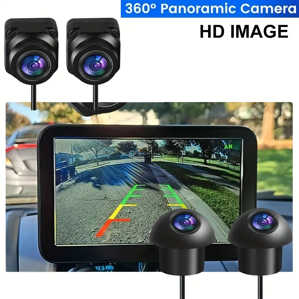 HD 360 Vehicle Camera Panoramic Surround View, Right+Left+Front+Rear View Camera System, Night Vision, Driving&Parking Assist Camera & Vehicle Backup Camera, Car Camera, Front Rear Cameras, Back Up Camera For Cars