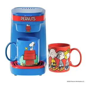 Uncanny Brands Peanuts Single-Serve Coffee Maker w/ Mugs