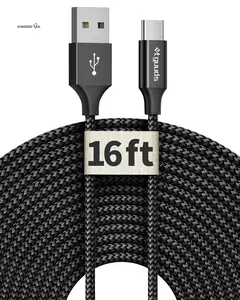 [ 16Ft/5M Extra Long USB C Cable, USB-A 2.0 to Type C Cable Fast Charger Nylon Braided Cord Compatible with Samsung Galaxy Note, LG, Moto, Google, Switch, Camera and Other USB-C Device