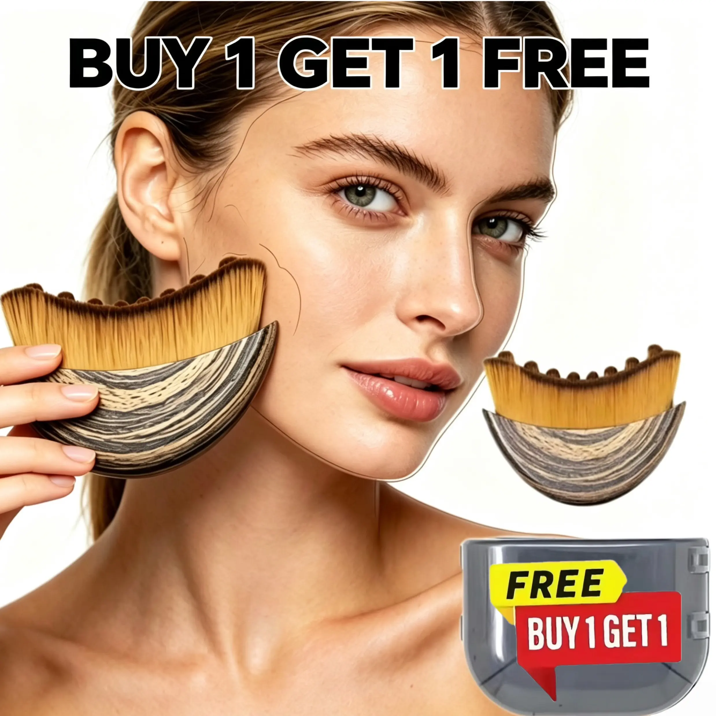 Buy 1 Get 1 Free, Ergonomic  Contour Face and Body Brush for Jawline & Chin Sculpting - Dry Brushing Massager for Lymphatic Drainage & Facial Fatigue Relief, Ergonomically Designed to FitThe Skin Precisely