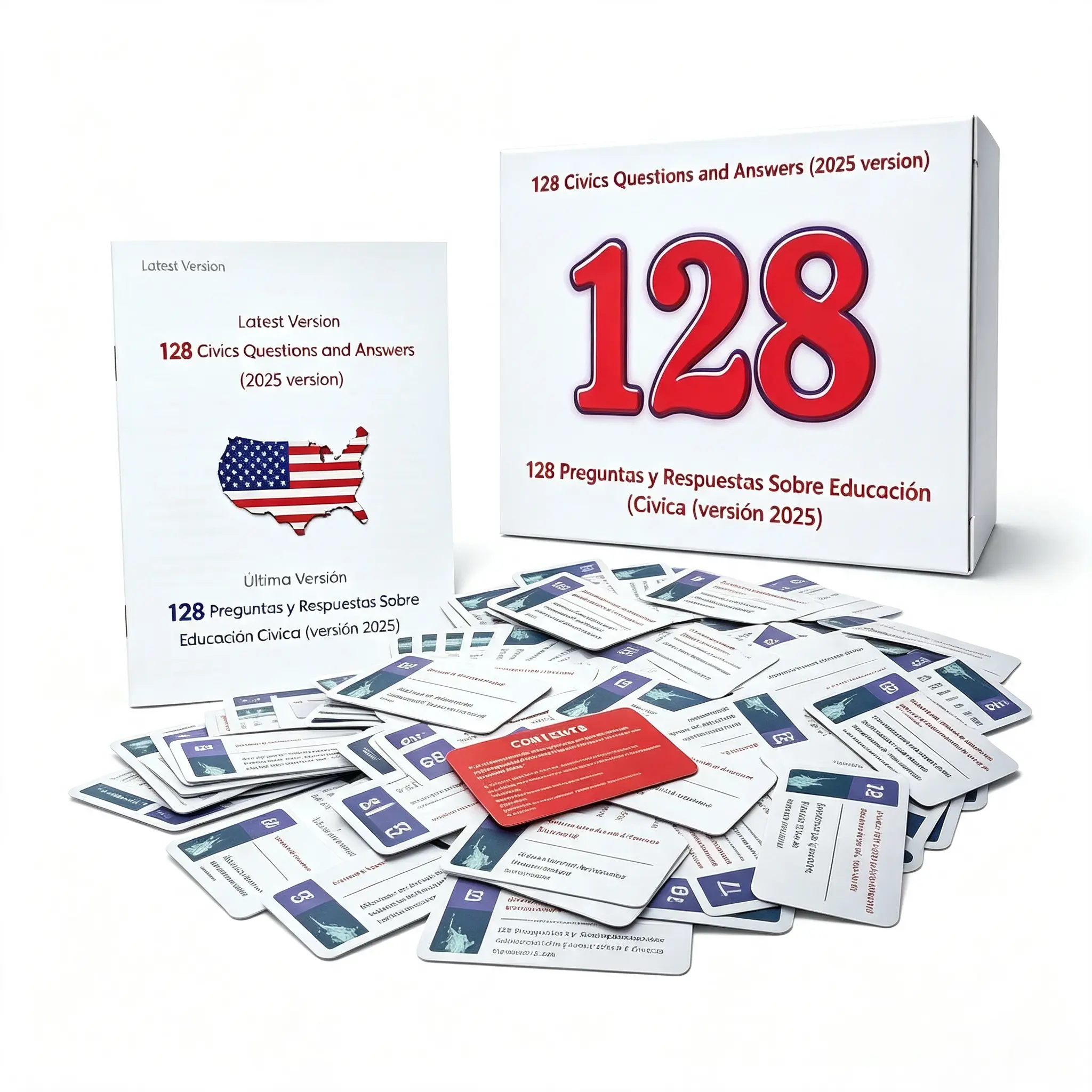 2026 Bilingual Flash Cards US Citizenship Study Guide - 128 USCIS Questions & Answers, Spanish-English Instruction for American Citizenship Preparation (Education Book), Flash Cards Bilingual, Flash Cards For Studying, Learning Cards