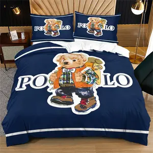 High-end Bear Pattern Print Soft and Durable Bedding Set, Includes 1 Quilt Cover and 1 or 2 Pillowcases, Excludes Quilt Insert and Pillow Insert, Suitable as Gifts for Teenagers and Adults, Modern Style Fashionable Bedroom Bed Decor, Duvet Set
