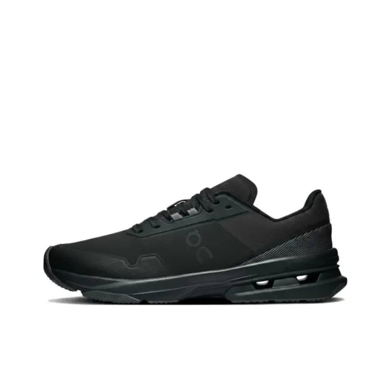 Unisex All Black Matte Mesh Road Running Sneakers, Segmented Air Cushion Shock Absorb Athletic Trainers, Lightweight Breathable Lace Up Jogging Walking Shoes For Gym Daily Commute Men Women