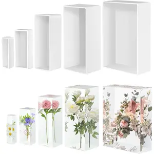 Large Resin Molds Rectangle Silicone Molds for Epoxy Resin 5PCS Cuboid Moulds with Wooden Support Deep Casting for Flowers Insect Specimens DIY Gifts Furniture Decoration