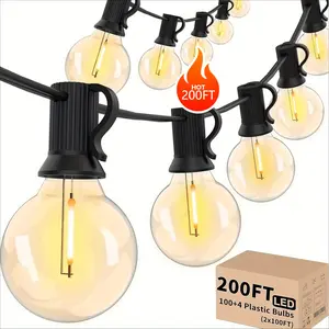 G40 LED Outdoor String Lights (50 ft / 100 ft / 200 ft) | Shatterproof & High Brightness | Ideal for Patios, Porches, Balconies, Gardens, and Parties