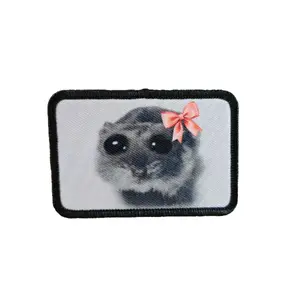 Sad hamster coquette meme 2"x3" removable morale patch with hook and loop backing