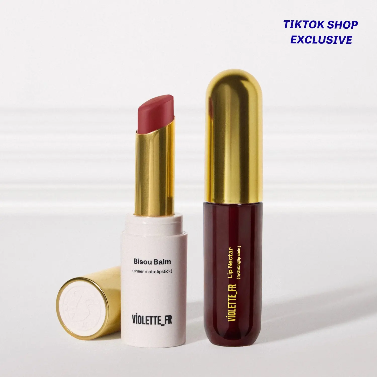 VIOLETTE_FR Berry Lip Duo - Bisou Balm Sheer Matte Lipstick + Lip Nectar Hydrating Lip Stain