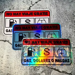 No Hay Viaje Gratis Gas Station Sticker, Waterproof Car Sticker, Sticker For Cars, Car Decorative Sticker, Vinyl Sticker, Car Exterior Decoration Accessories for Car Bumper, Motorcycle Body, Gas Tank