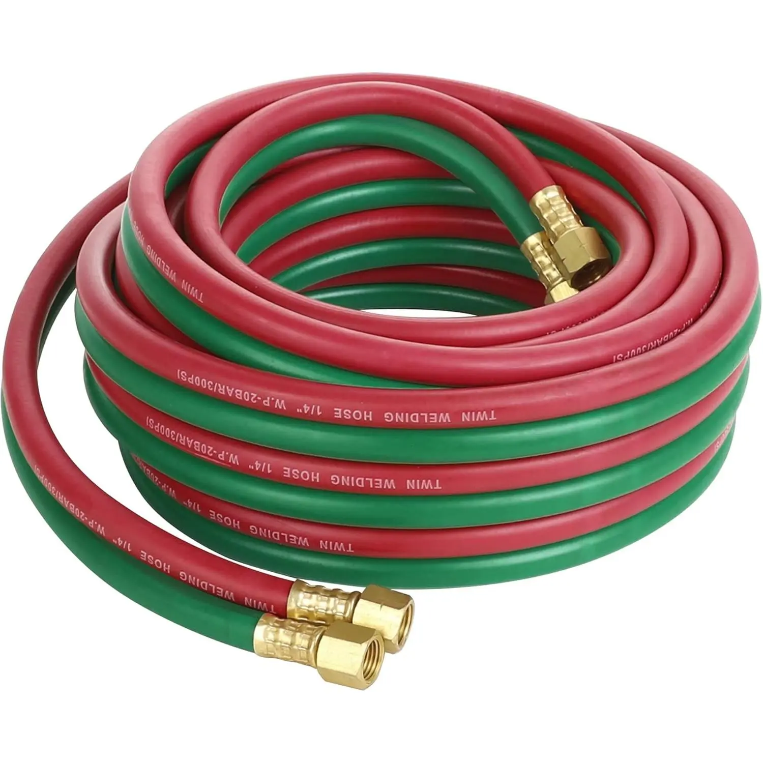 Oxygen Acetylene Hose 1/4 Inch * 25 Feet with 9/ 16inch -18 B-Type Connector Welding Torch Dual Hose