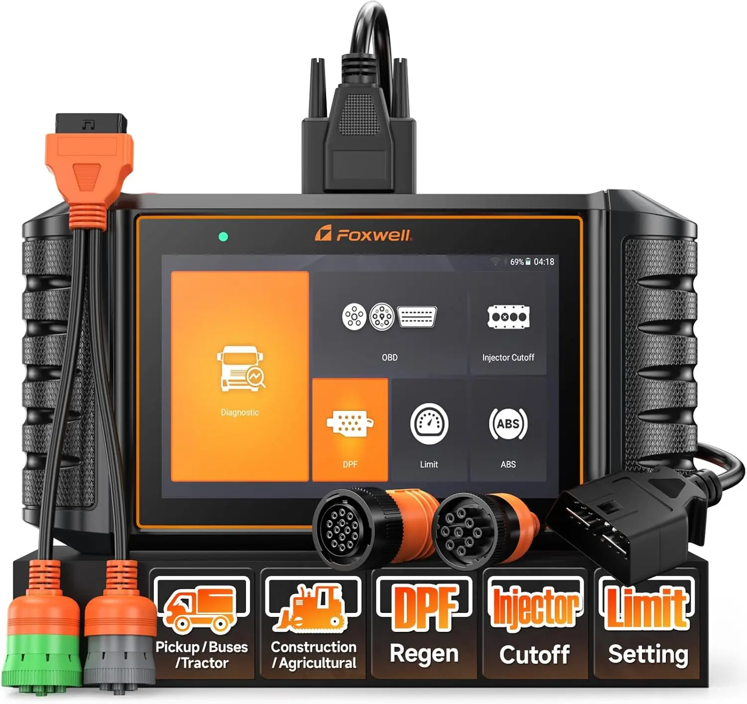 HD500 Heavy Duty Truck Scanner for Cummins Detroit Caterpillar Paccar, Full System Diesel Diagnostic Tool with DPF Regen, Limit Setting, Injector Cutoff, HD OBD2 Scanner for Commercial & Passenger Vehicles