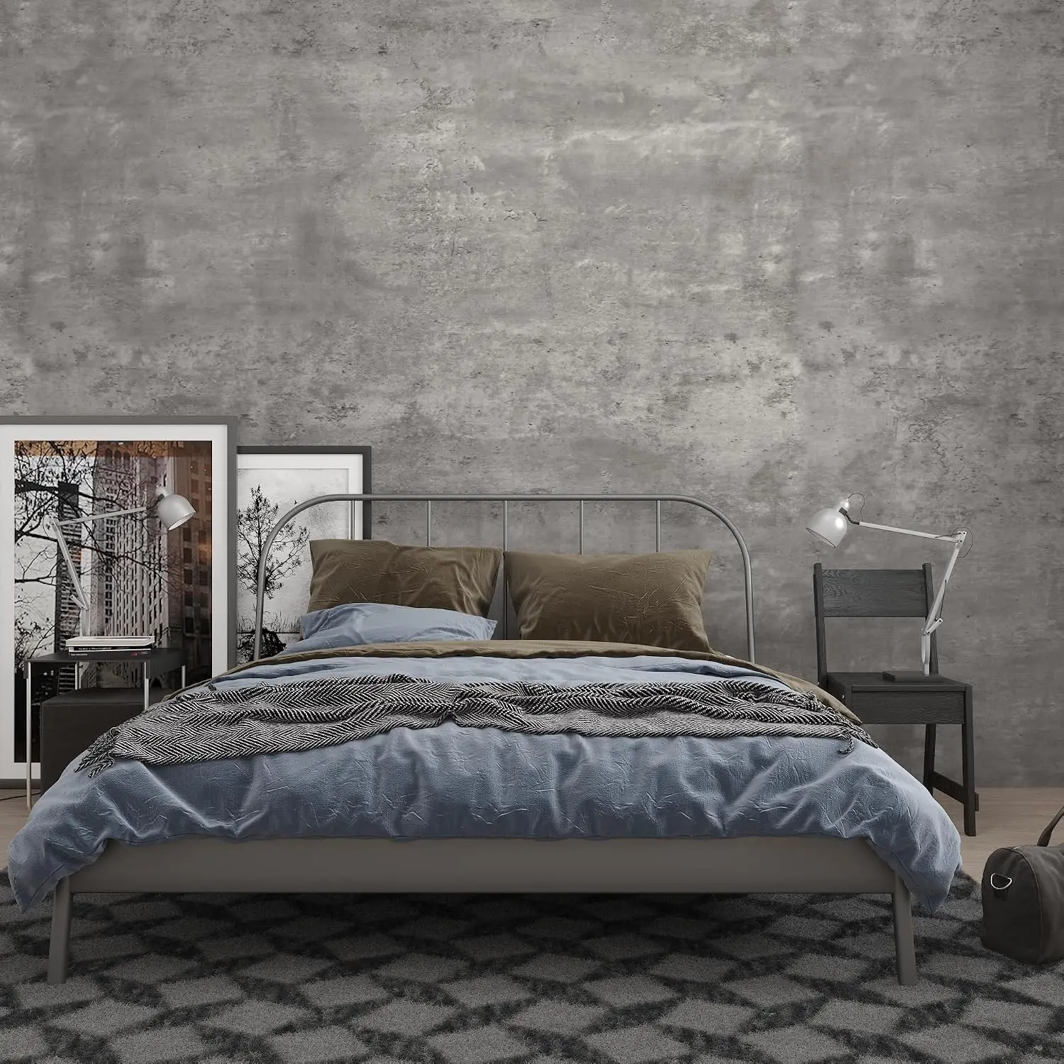 3yecao 16"×354" 3D Grey Concrete Cement Wallpaper Peel and Stick Faux Light Grey Concrete Contact Paper Vinyl Stained Matte Texture Adhesive Removable Gray Wallpaper for Bathroom Garage Living Room
