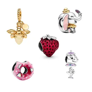 925 Sterling Silver Mixed Charms Set – Cute animals & Fruits like Strawberries Charms