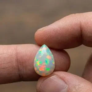 Natural Ethiopian High Fire Opal - Pear Shape, Calibrated Sizes, Semi-Finished Semiprecious Stone for Jewelry Making