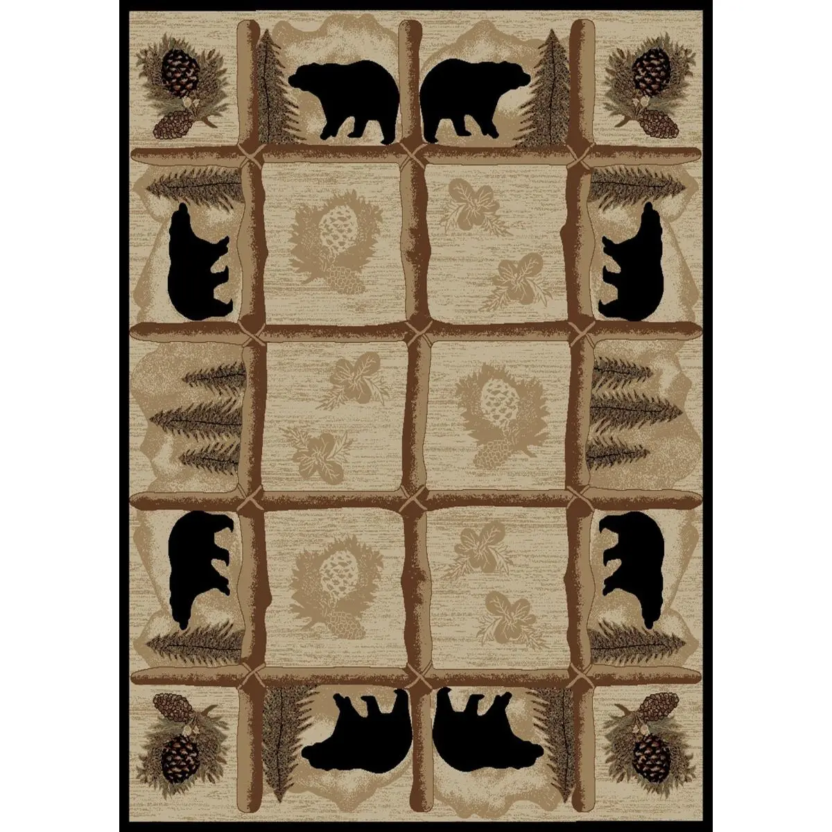 212 MAIN Mayberry Hearthside Toccoa Indoor Area Rug, 5ft3in x 7ft3in Multi-Color Polypropylene, Machine-Made Lodge Motif, Rustic, Stain-Resistant, Indoor Use
