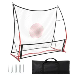 Dual Purpose 2-in-1 Portable Soccer Rebounder Net, Weatherproof Bounce Back Trainer for Solo and Team Drills, Ideal for Passing, Catching and Ball Control Practice, Comes with Metal Stakes and Storage Carry Bag