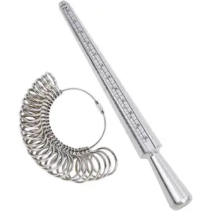 Ring Sizer Measuring Tool Ring Mandrel Ring Measurer Ring Sizing Kit Measure Finger Size Measurement Tool Set Metal Gauge US Size 1-13 Jewelry Sizers Kit of 27 Pieces
