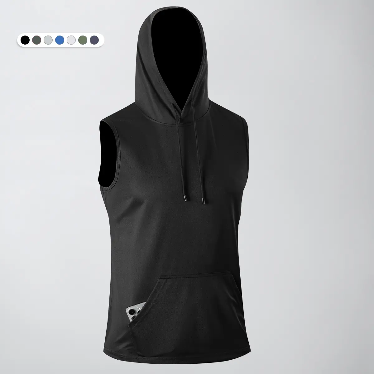 Men's Slim-Fit Hooded Gym Sports Vest - Sleeveless Quick-Dry Athletic Tank with Adjustable Hood and Pocket for Outdoor Training Workouts, Adjustable Training Vest, Athletic Outdoor Vests